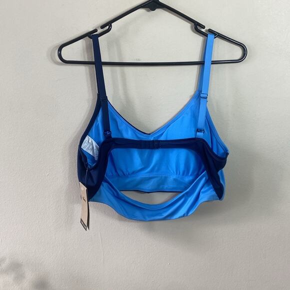 New Women's Blue Nike Swim V -Neck Bathing Suit Bikini Midkini Top XL Athletic - Picture 7 of 8